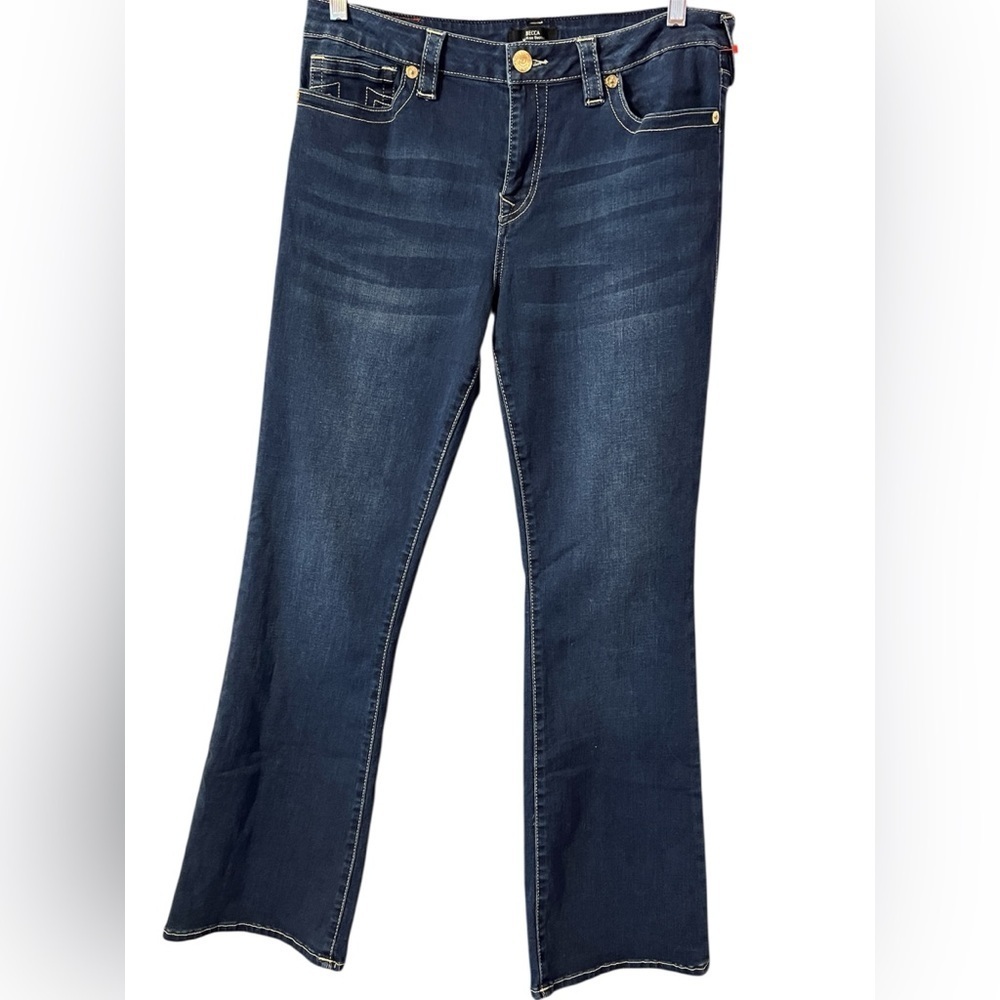 True Religion Becca Mid Rise Bootcut  Dark Indigo Flare Jeans 32x32